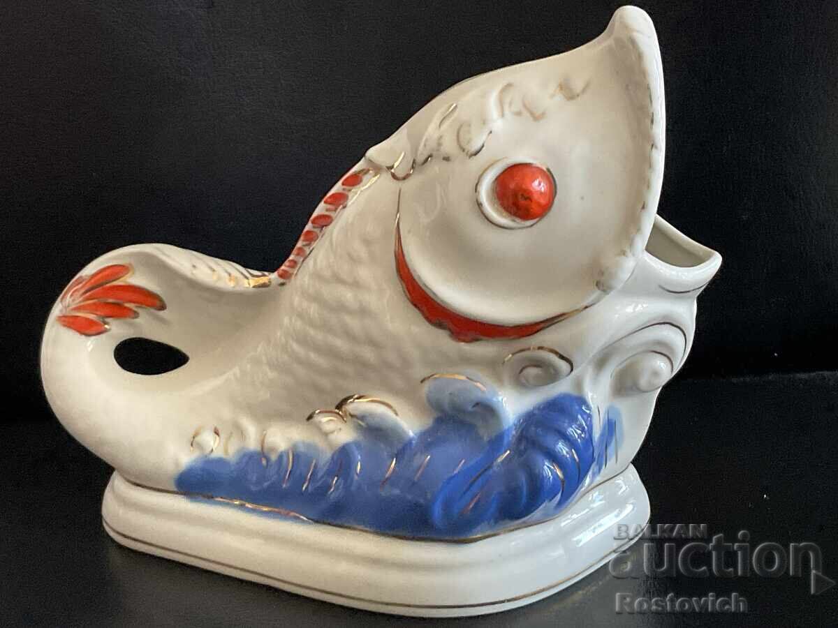 Auction  Porcelain napkin holder "Fish", Korosten, Ukraine, 60s
