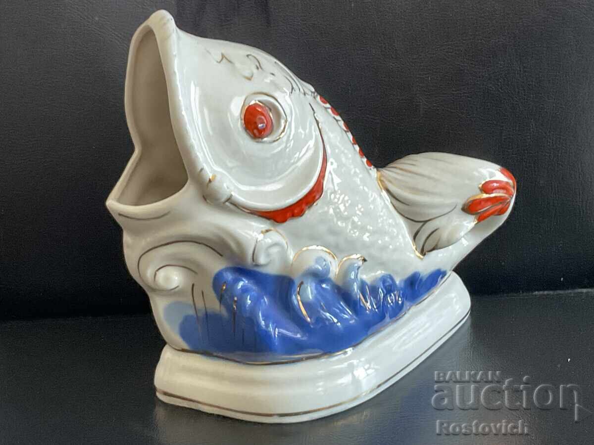 Porcelain napkin holder "Fish", Korosten, Ukraine, 60s