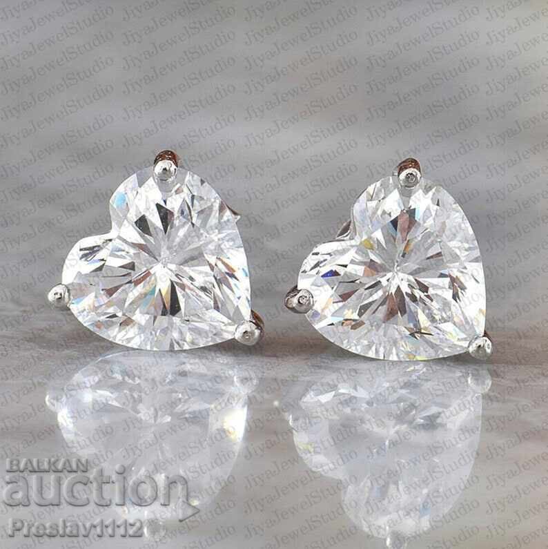 Обици  с Мойсанит Сърце 0.6ct