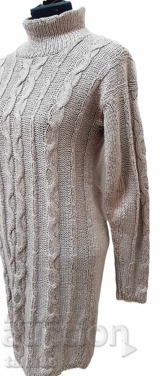Delivery of Vintage hand-knitted dress – beige – wool blend