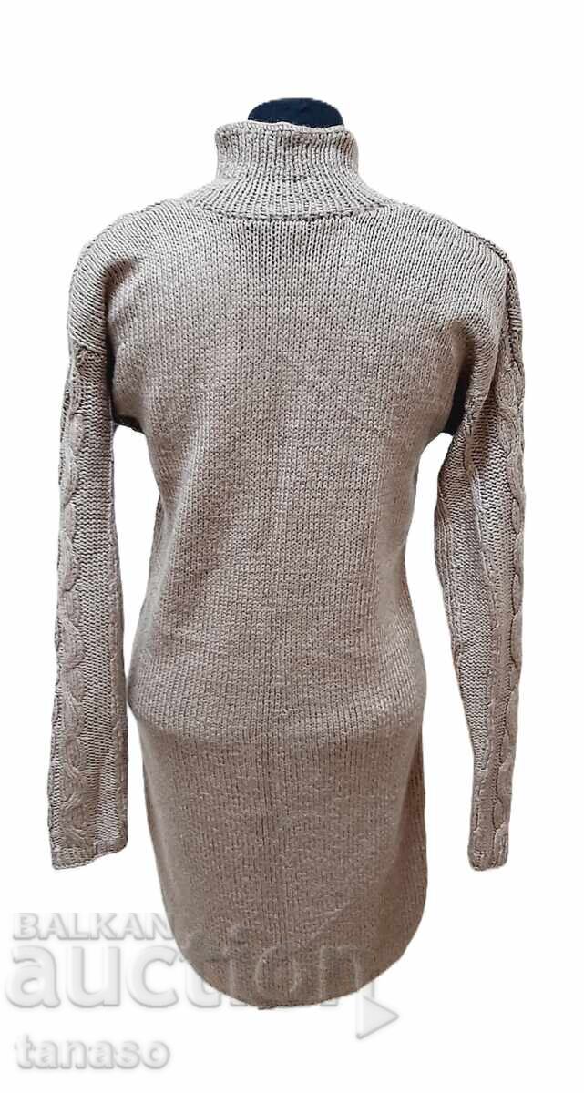 Vintage hand-knitted dress – beige – wool blend - 5