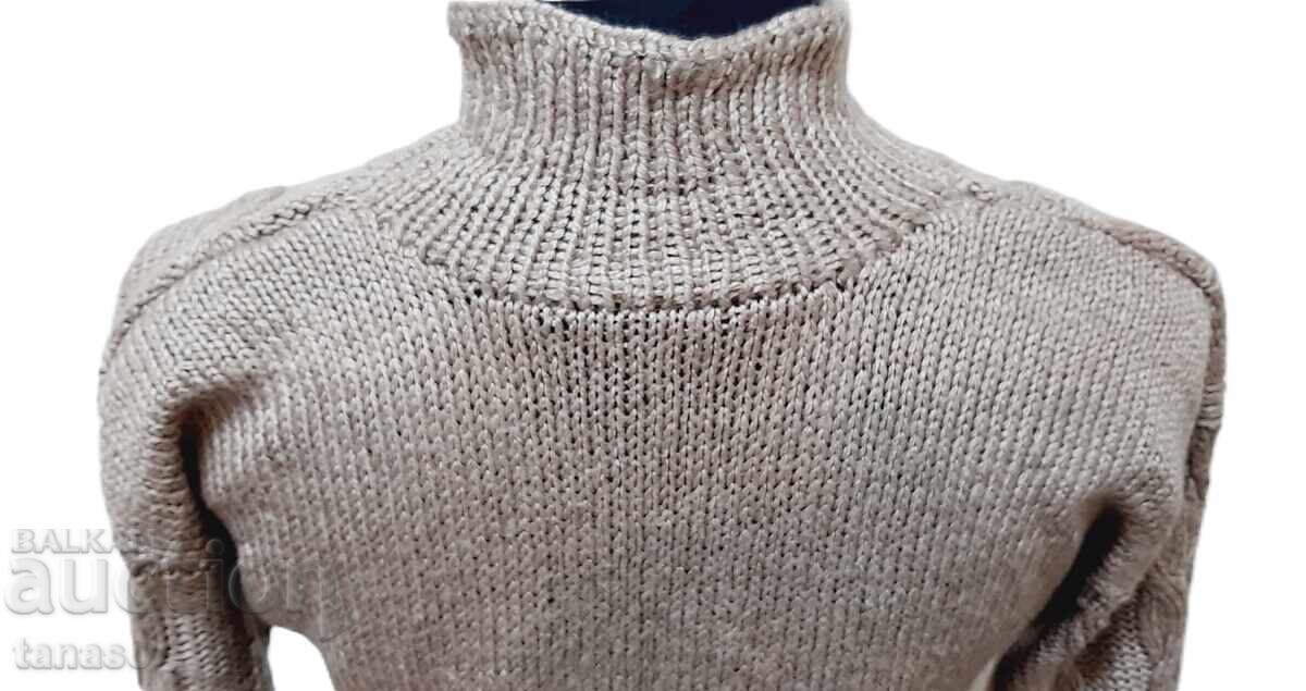 Vintage hand-knitted dress – beige – wool blend - 6