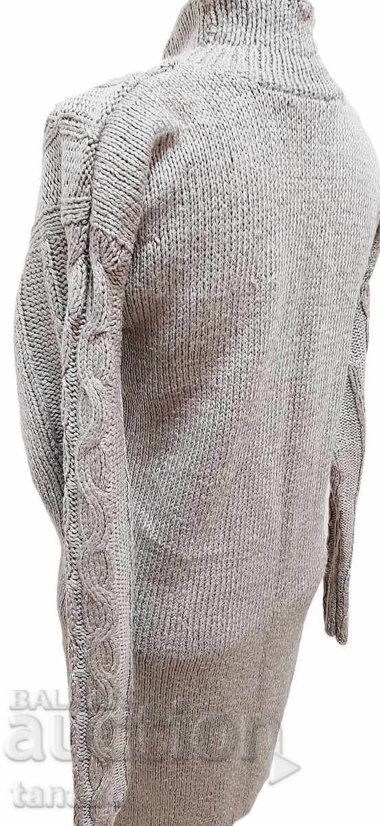 Vintage hand-knitted dress – beige – wool blend - 7