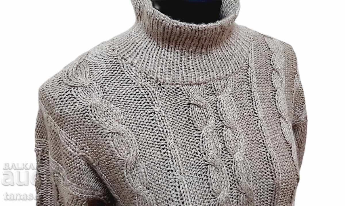Vintage hand-knitted dress – beige – wool blend