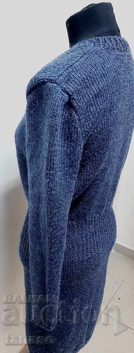 Vintage hand-knitted dress – blue – wool blend – size L - 6 Vintage hand-knitted dress – blue – wool blend – size L - 6