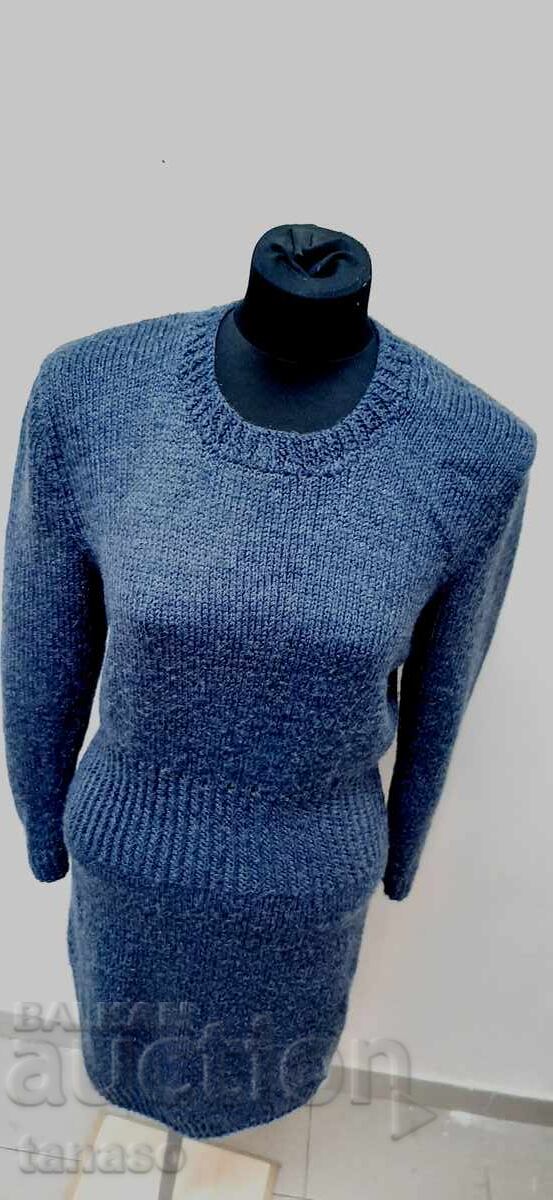 Vintage hand-knitted dress – blue – wool blend – size L - 7 Vintage hand-knitted dress – blue – wool blend – size L - 7