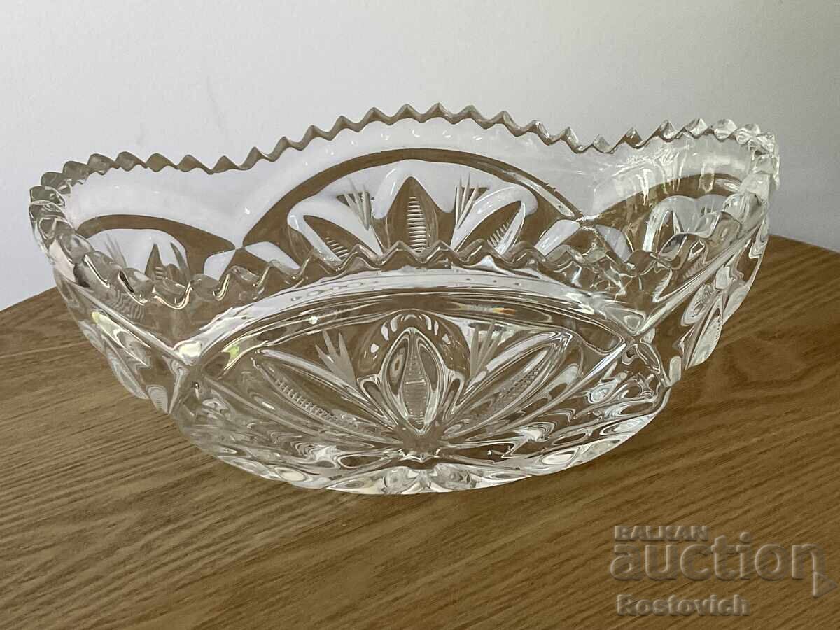 Auction  Large crystal boat vase, Soviet Union