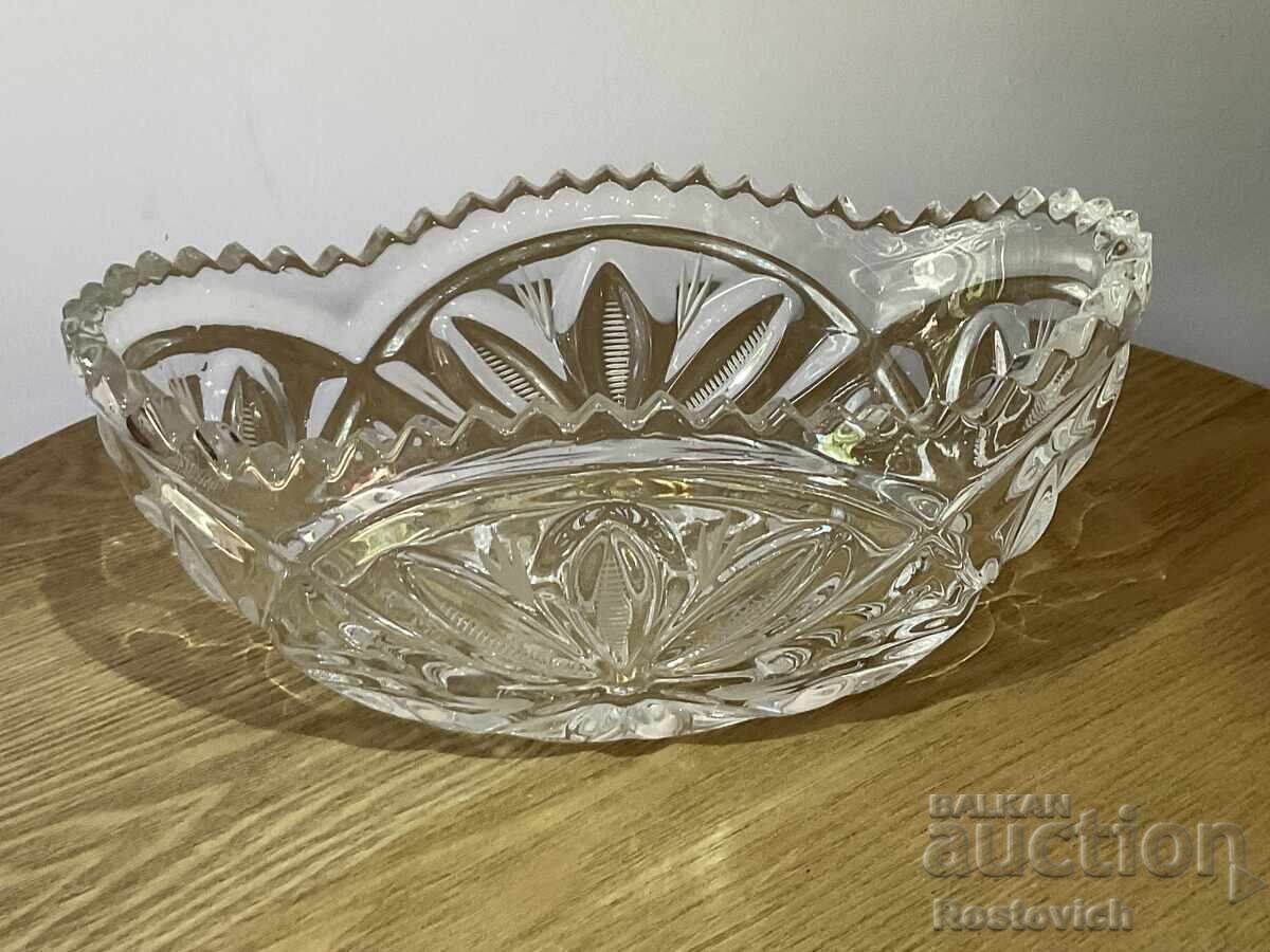 Large crystal boat vase, Soviet Union
