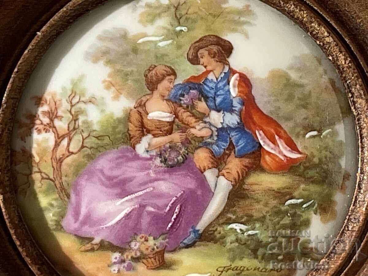 Licitație Tablou antic din porțelan cu ramă din lemn. „Limoges” Licitație Tablou antic din porțelan cu ramă din lemn. „Limoges”