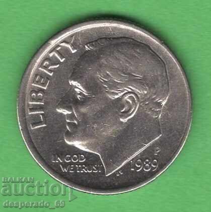 (¯`'•.¸ 10 cenți 1989 (P) SUA ¸.•'´¯)
