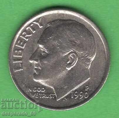 (¯`'•.¸ 10 cents 1990 (P) USA ¸.•'´¯)