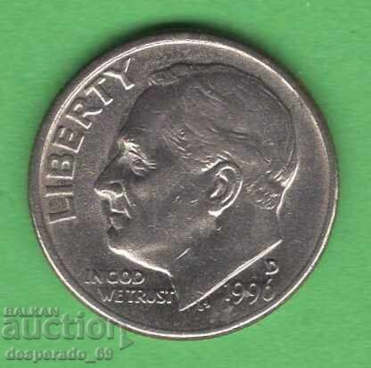 (¯`'•.¸   10 цента 1996 (D)  САЩ  ¸.•'´¯)