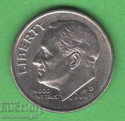 (¯`'•.¸ 10 cenți 2003 (D) SUA ¸.•'´¯) (¯`'•.¸ 10 cenți 2003 (D) SUA ¸.•'´¯)