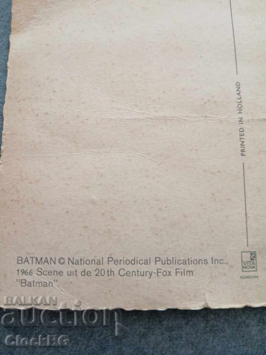 Аукцион Оригинална винтидж пощенска картичка Batman – 1966 г. Аукцион Оригинална винтидж пощенска картичка Batman – 1966 г.