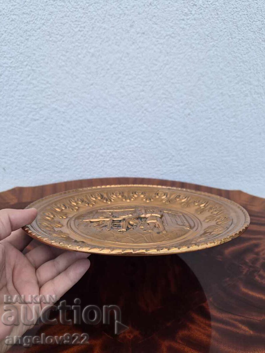 Παράδοση Αγγλικό ανάγλυφο χάλκινο πάνελ τοίχου!!!