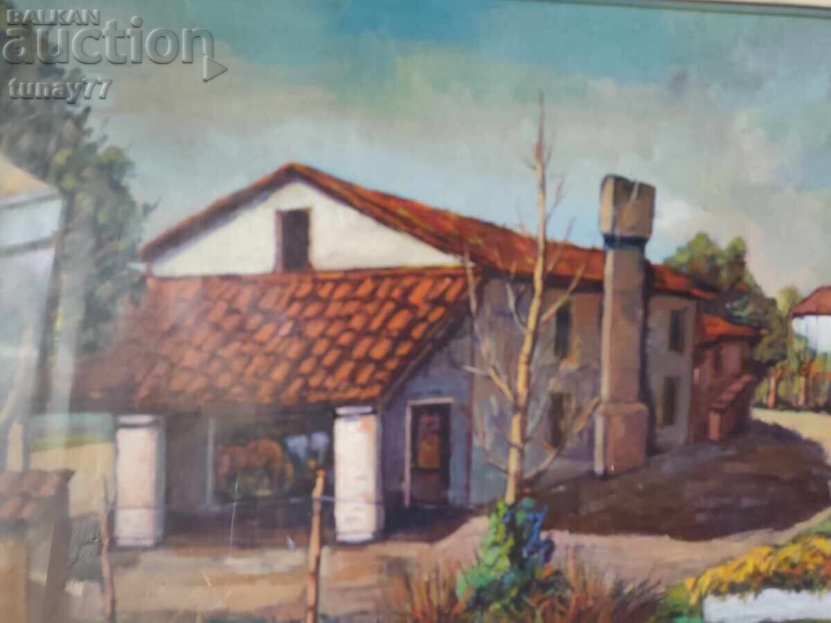 Tablou mare în ulei pe pânză cu ramă masivă și sticlă cu preț € 65.00 | 127.13 BGN