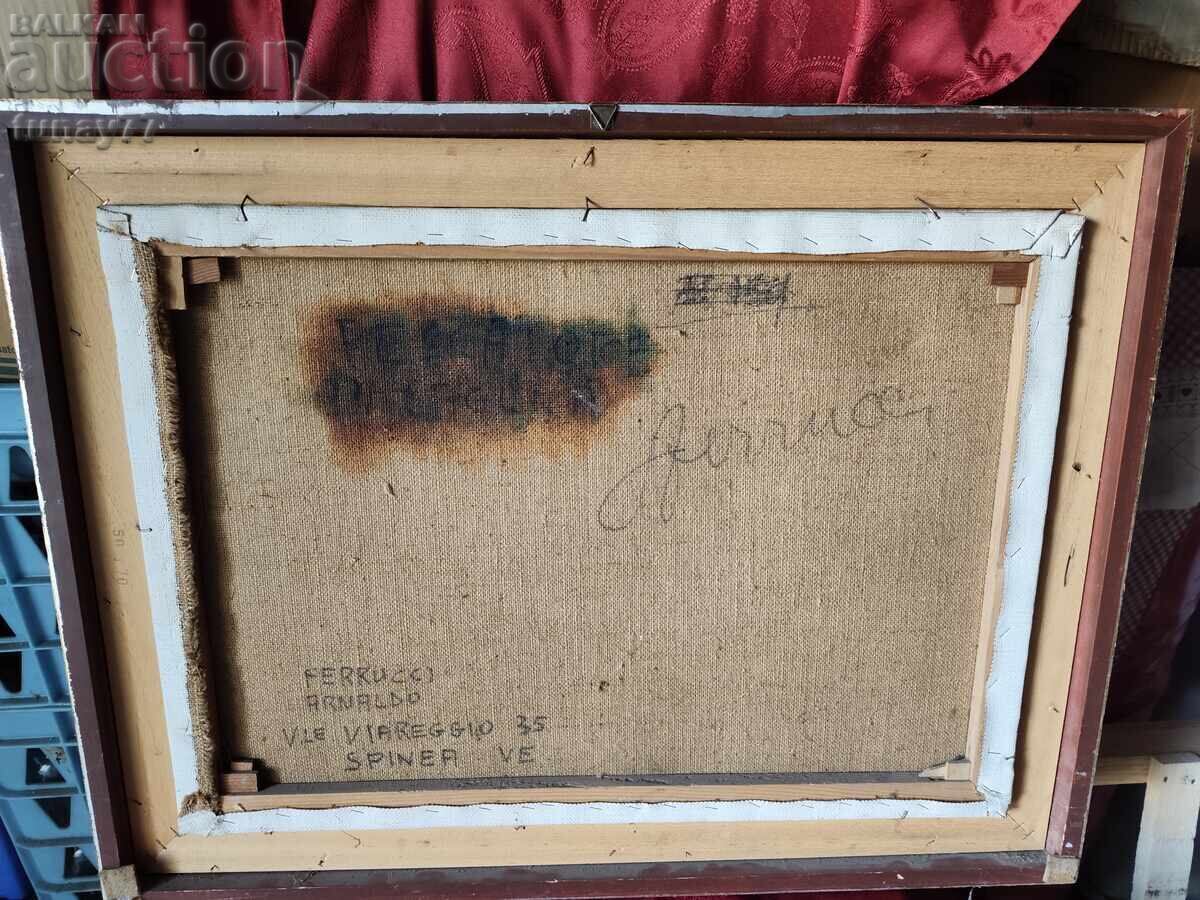 Tablou mare în ulei pe pânză cu ramă masivă și sticlă - 6