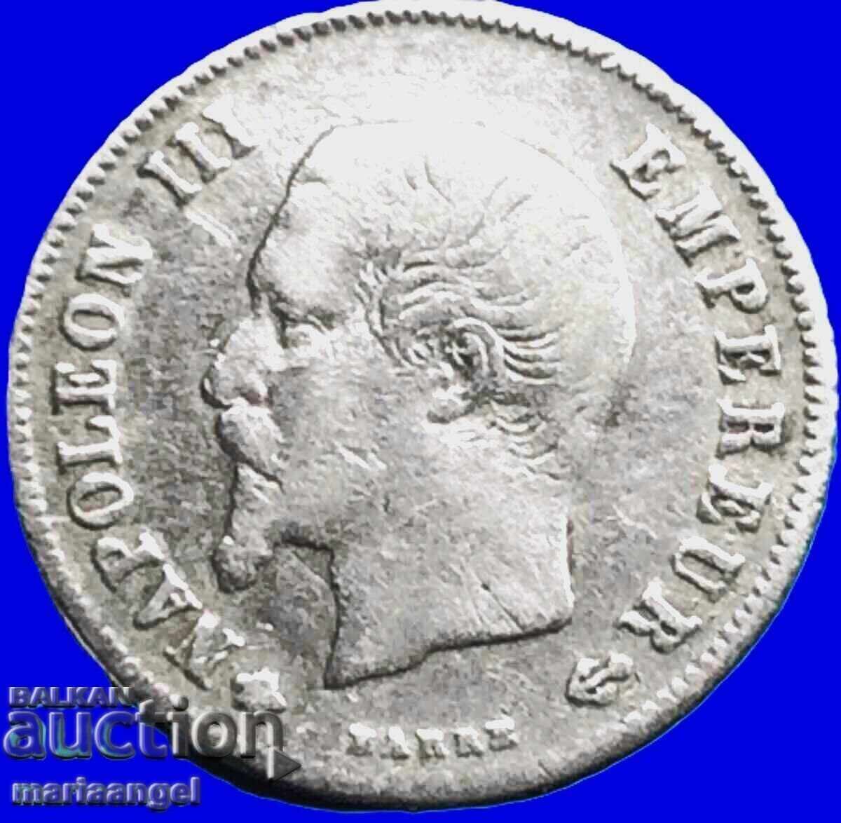 20 сантима 1860 Франция Страсбург Наполеон III сребро - 6