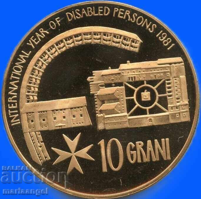 Malta 10 grani 1981 UNC PROOF maestru Angelo di Mojana - 6
