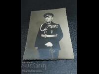 Fotografie-Poză veche-OFIȚER-UNIFORMĂ-ORDINE-MEDALII