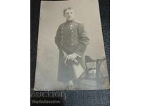 Fotografie-Poză veche-OFIȚER-UNIFORMĂ-ORDINE-MEDALII