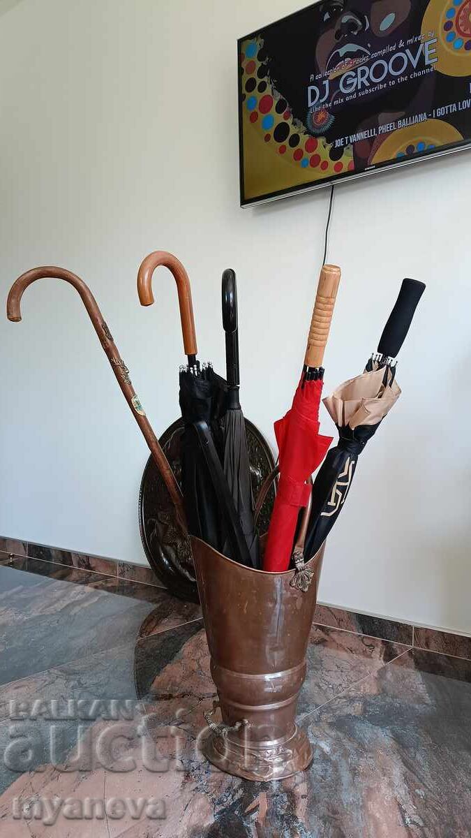 Vintage, suport pentru umbrele din cupru - 6