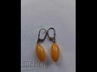 Silver earrings with amber