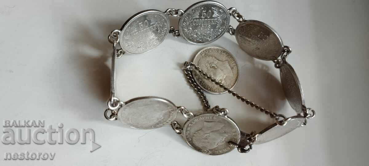 Auction  SILVER COIN BRACELET FERDINAND