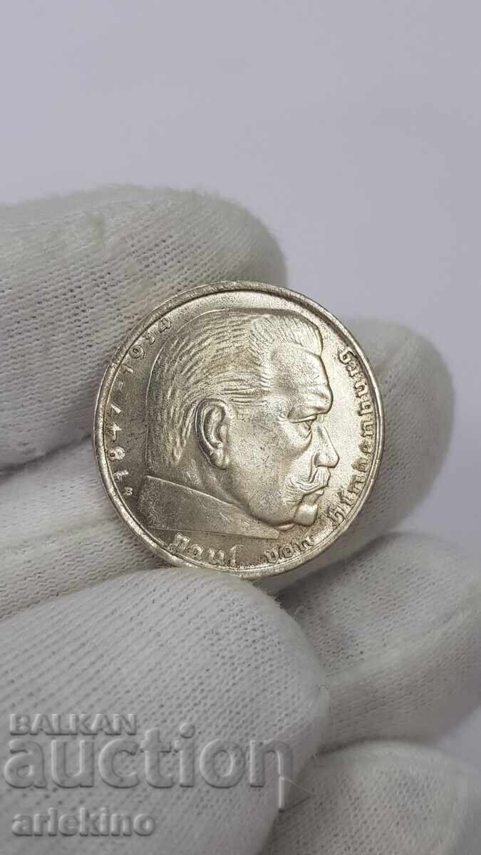 Συλλεκτικό ασημένιο νόμισμα 2 μάρκων 1938 Γερμανία - 5 Συλλεκτικό ασημένιο νόμισμα 2 μάρκων 1938 Γερμανία - 5