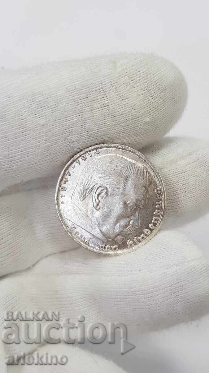 Συλλεκτικό ασημένιο νόμισμα 2 μάρκων 1938 Γερμανία - 6 Συλλεκτικό ασημένιο νόμισμα 2 μάρκων 1938 Γερμανία - 6