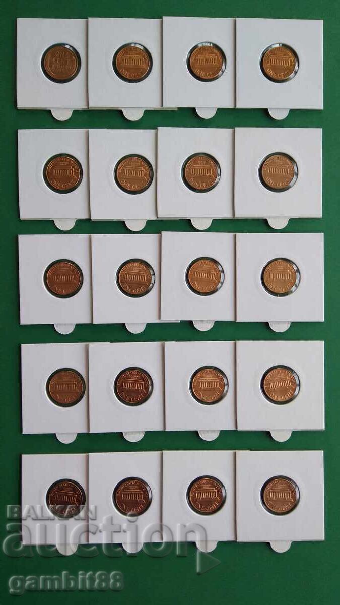 LOT of AMERICAN CENTS-20 pcs. EXCELLENT-RED - 5