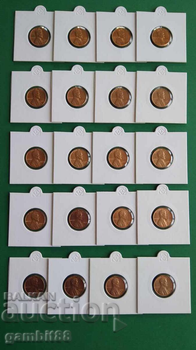 LOT of AMERICAN CENTS-20 pcs. EXCELLENT-RED