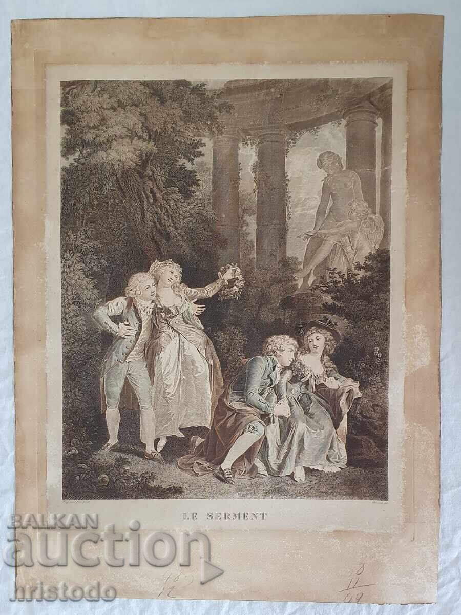 Grafică franceză, gravură de Charles Bargue "Le Serment" - Jurământul cu preț € 325.00 | 635.65 BGN