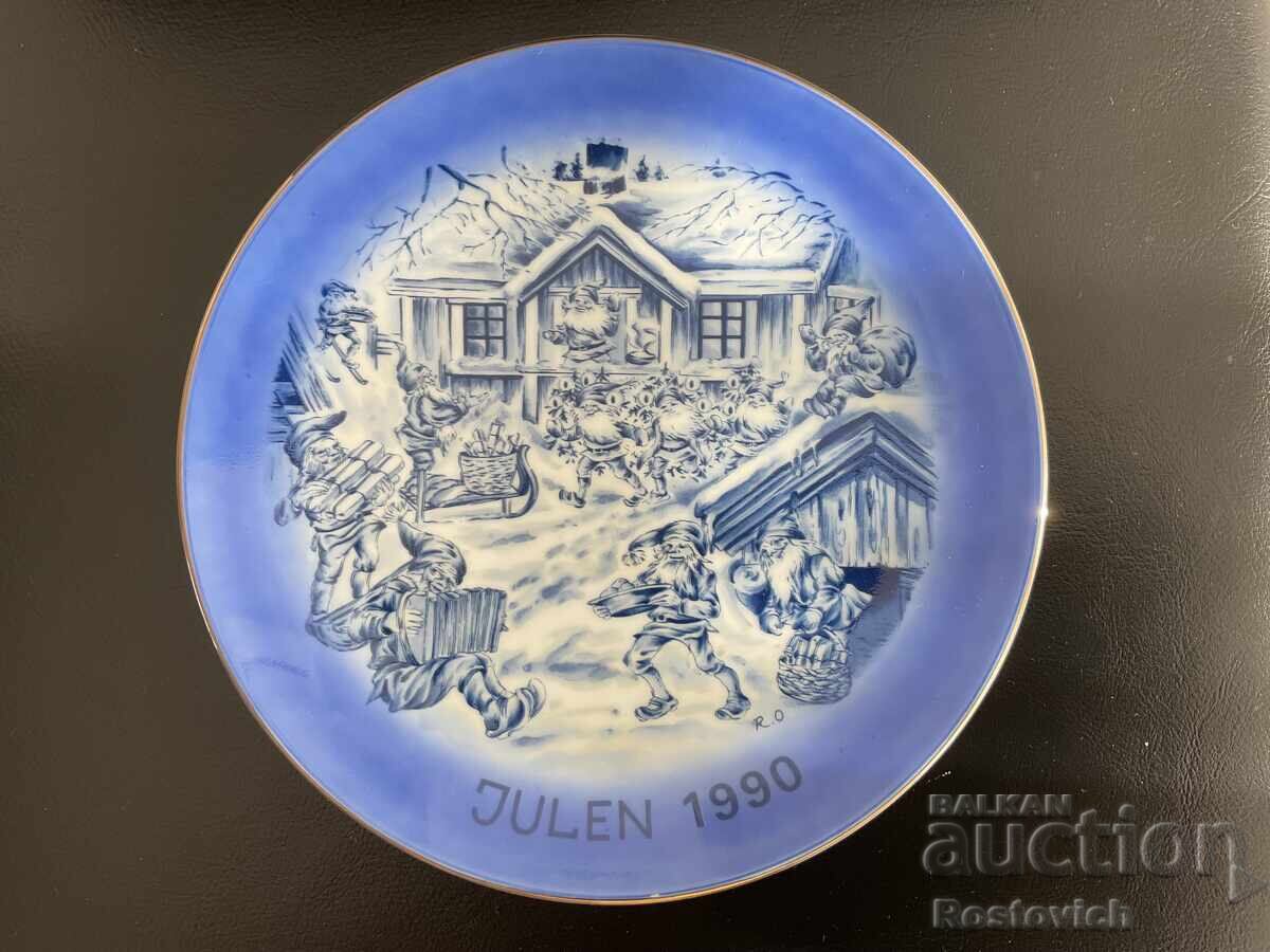 Christmas plate "Julen 1990", Riges (Halmstad, Sweden)