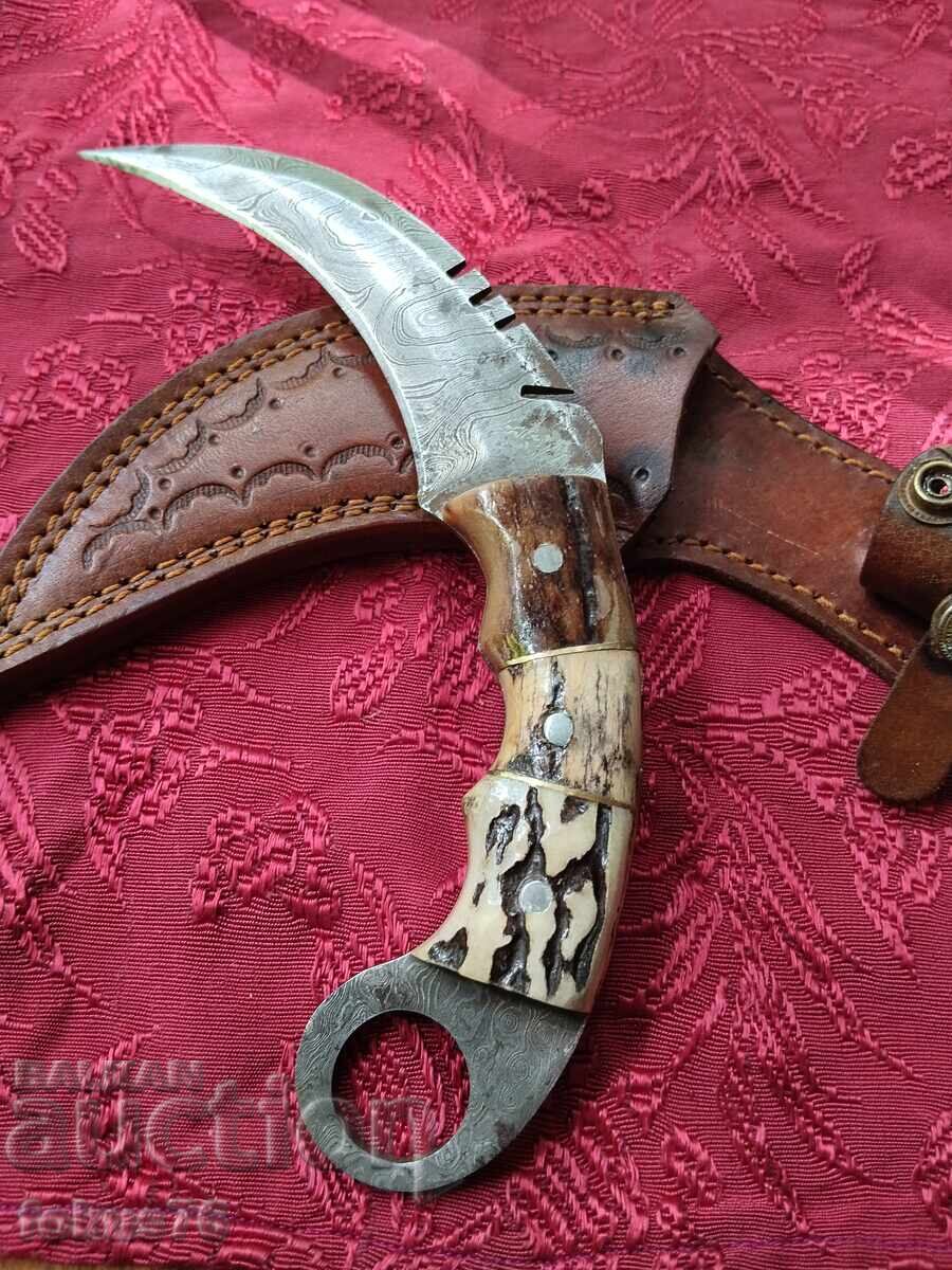 Old Karambit type knife, Damascus steel, horn scales with price € 90.00 | 176.03 BGN Old Karambit type knife, Damascus steel, horn scales with price € 90.00 | 176.03 BGN