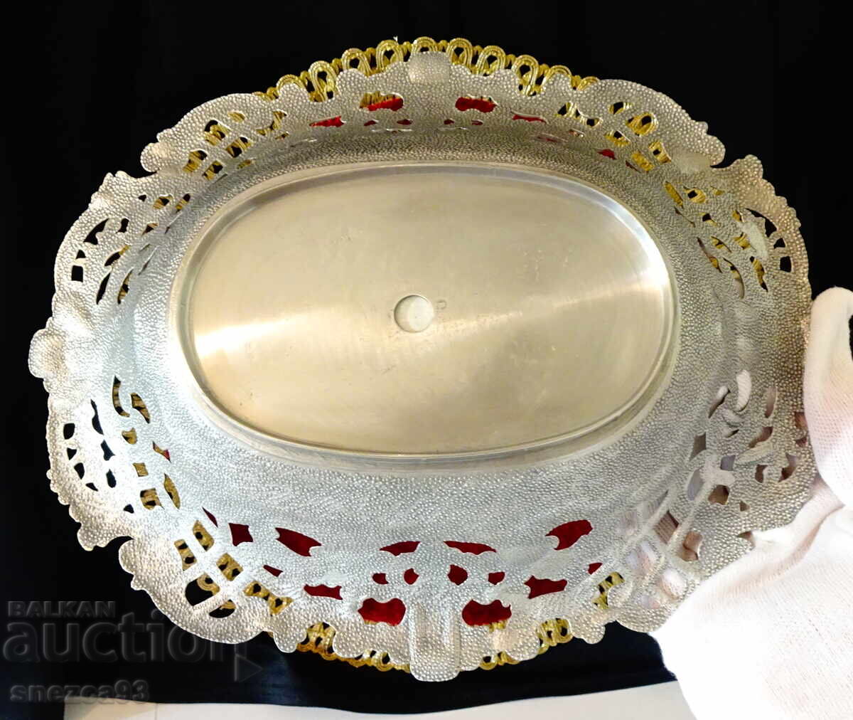 Pewter fruit bowl, Art Nouveau embossed ornaments - 5