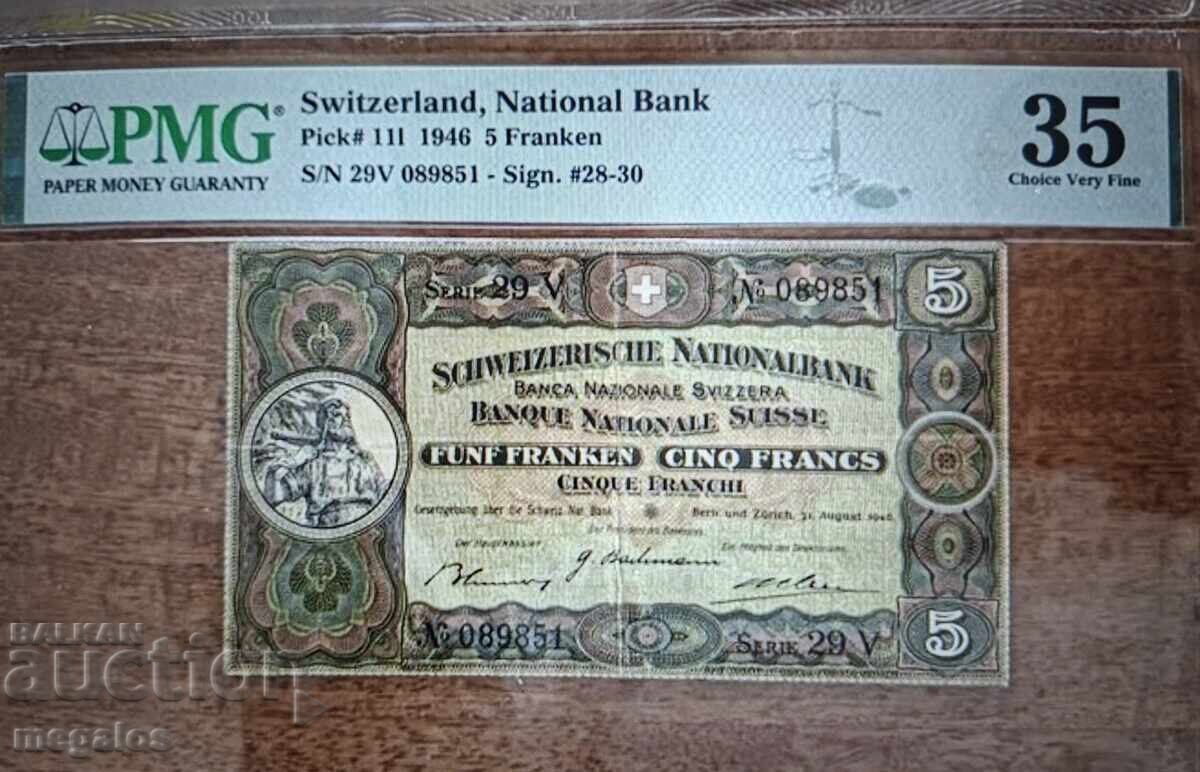5 ελβετικά φράγκα 1946