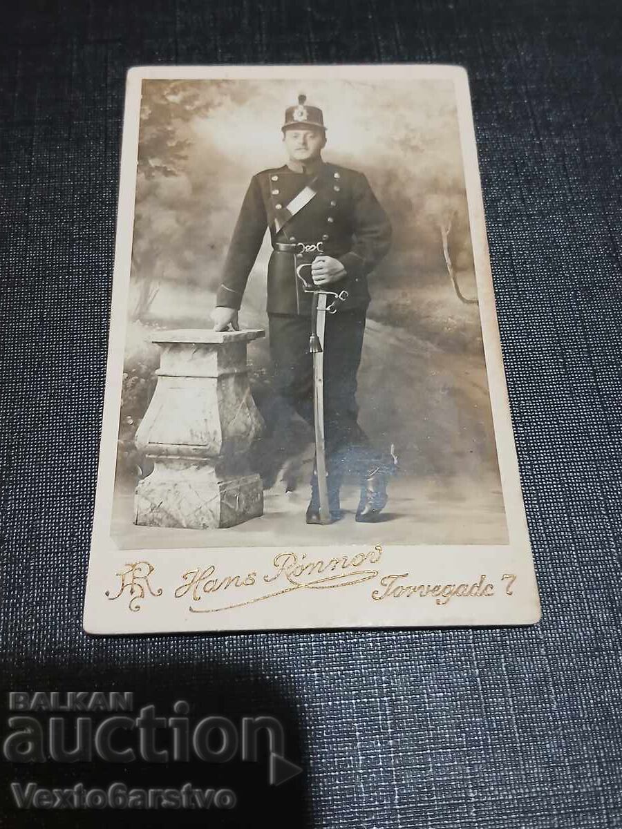 Фотография-Стара снимка-Картон-ВОЕННА-ОФИЦЕР-УНИФОРМА