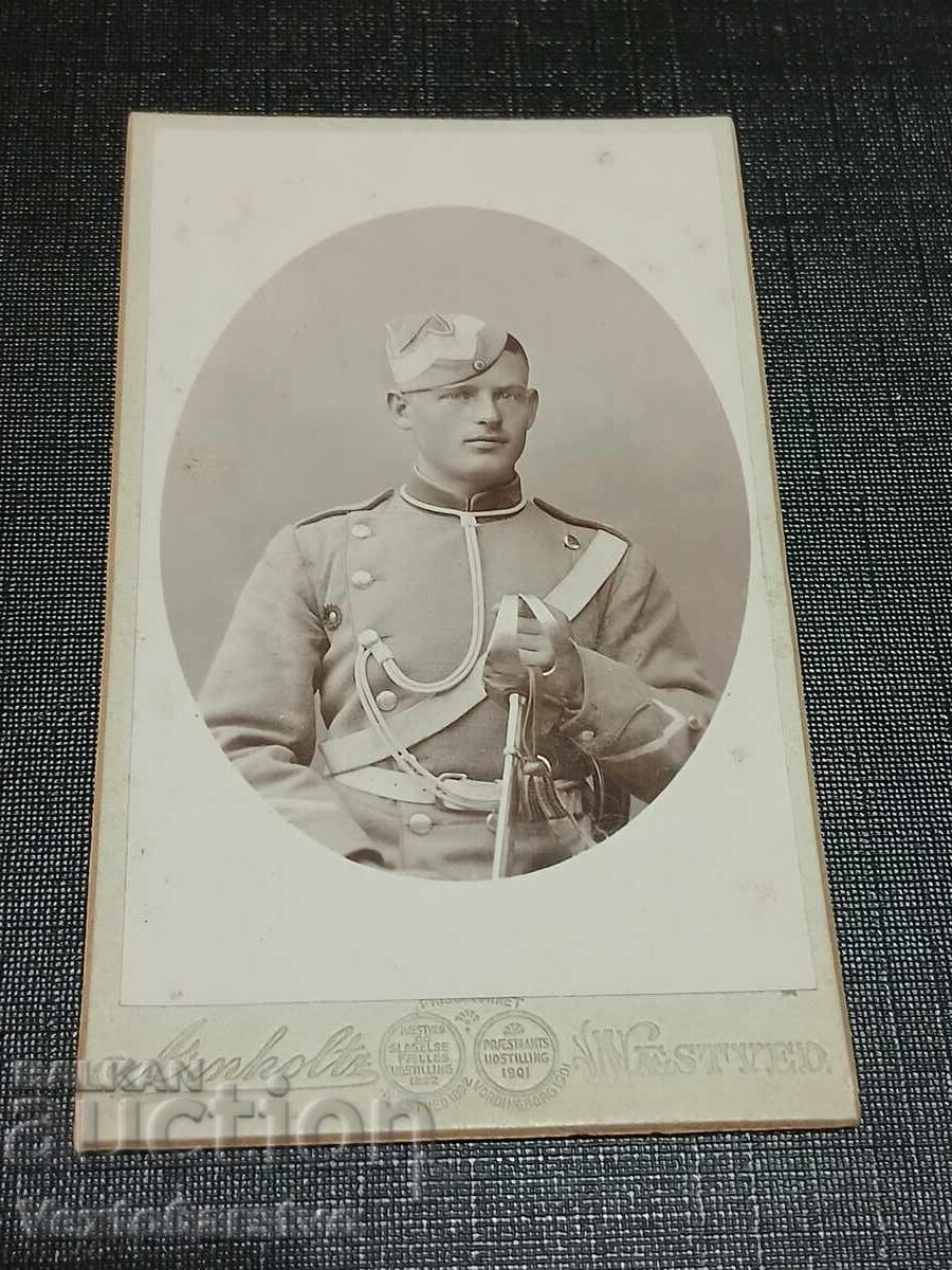 Фотография-Стара снимка-Картон-ВОЕННА-ОФИЦЕР-УНИФОРМА