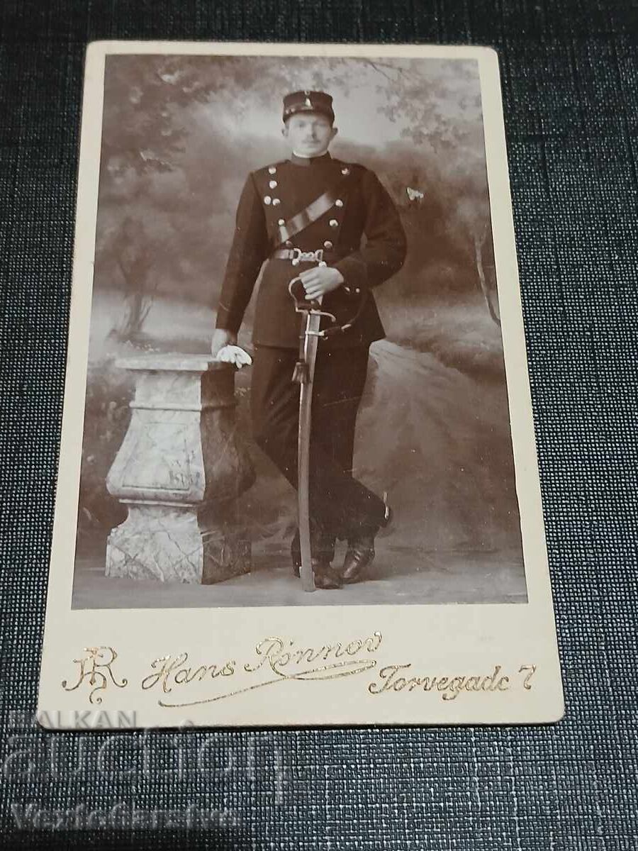 Фотография-Стара снимка-Картон-ВОЕННА-ОФИЦЕР-УНИФОРМА
