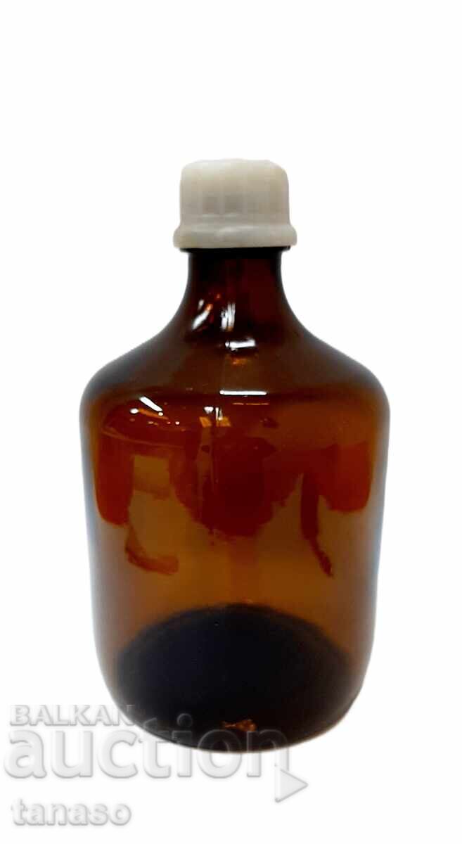 Vintage 60s laboratory bottle, thick amber glass