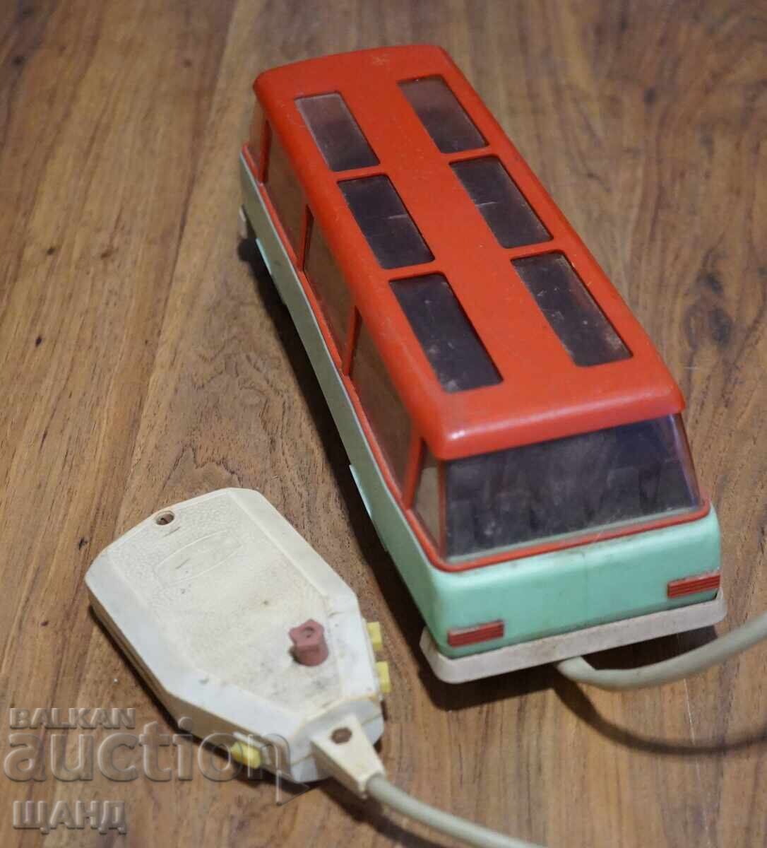 Delivery of Old Polish plastic toy bus model, battery-operated