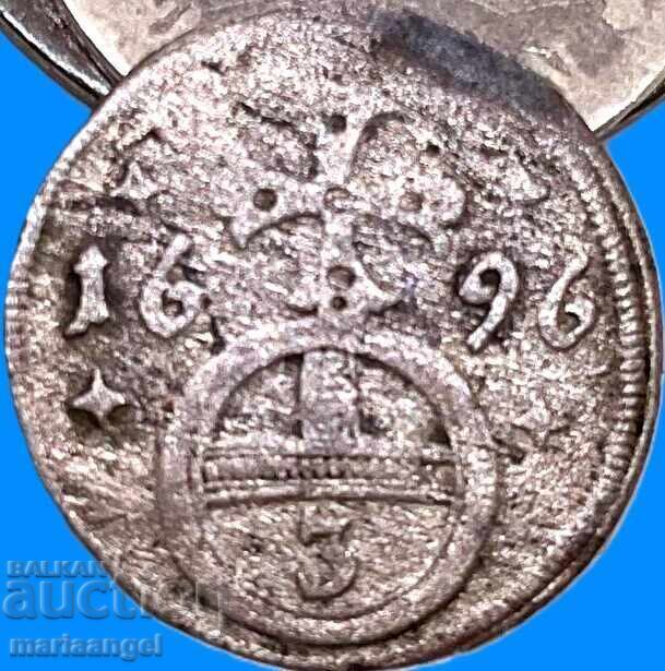 3 пфенига 1696 Австрия Силезия Леополд I сребро - 5