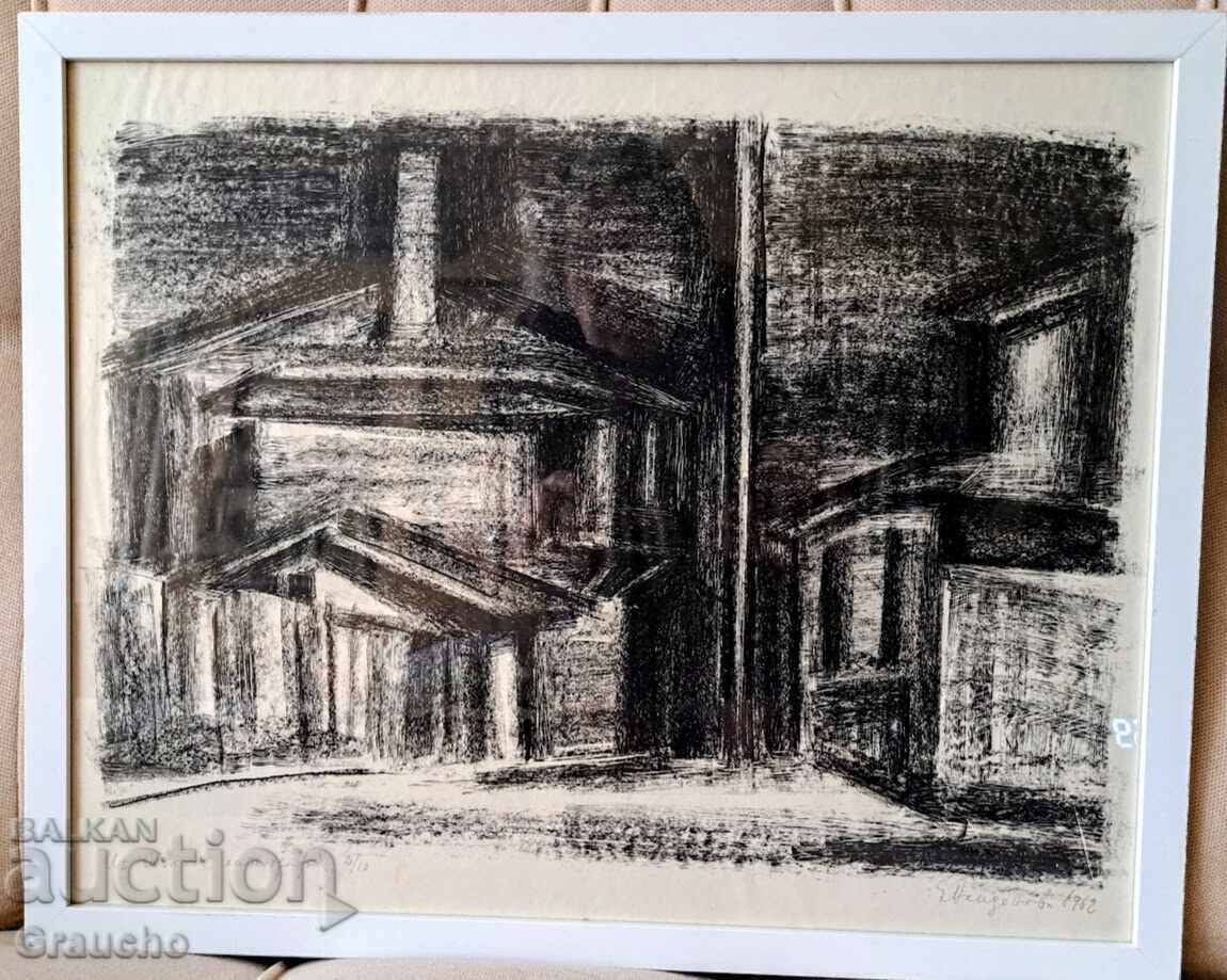 Grafică „Din Sozopol” de marea Elka Naydenova (1932-2016)