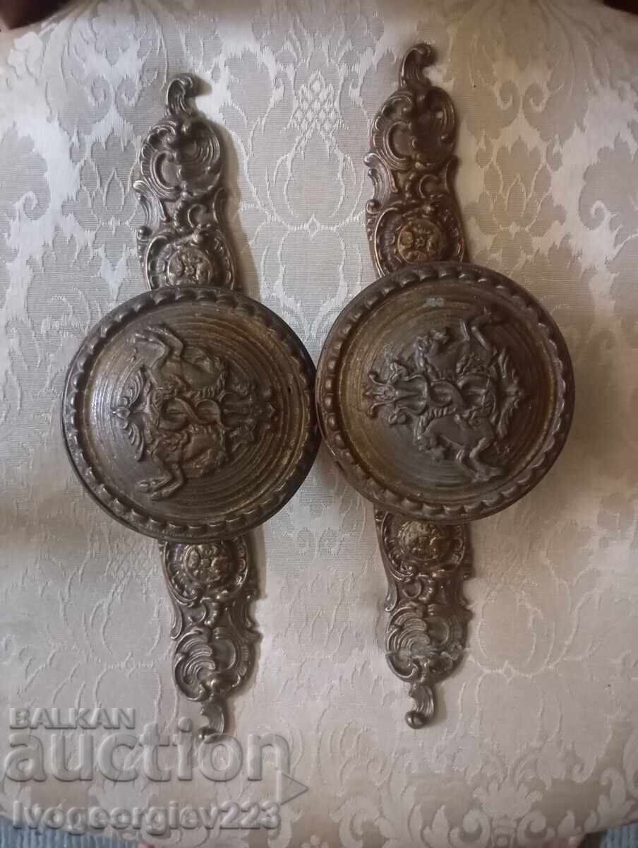 Set mânere de ușă vintage cu șild Set mânere de ușă vintage cu șild