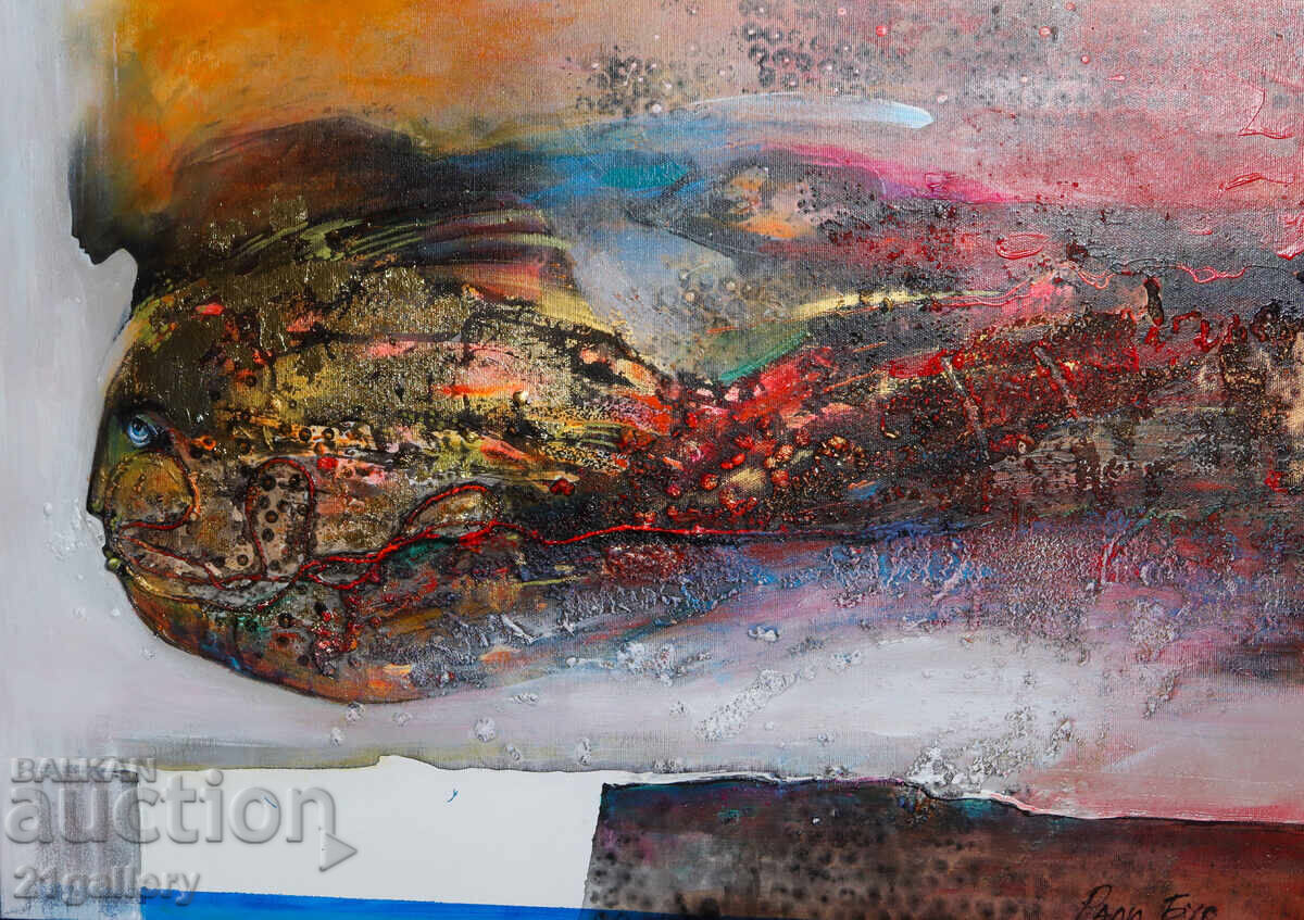 Ralitsa Burova "Journey to Ikigai" mixed media painting