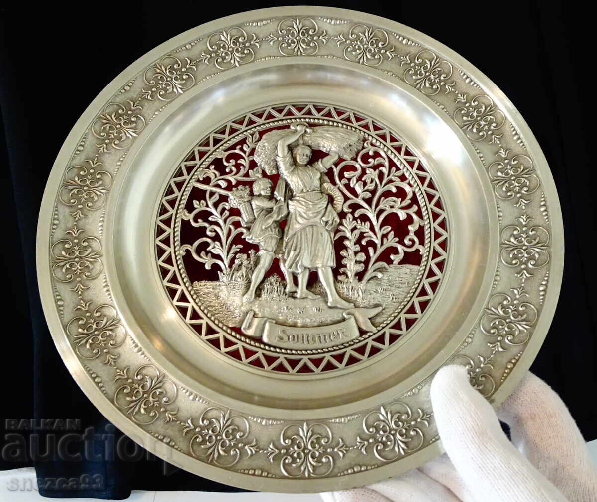 Pewter plate with a Harvest, Summer painting - 6 Pewter plate with a Harvest, Summer painting - 6