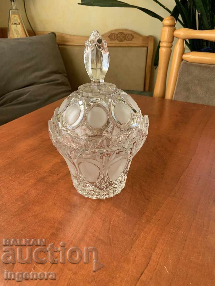 Licitație BOL BOMBONIERĂ STICLĂ CRISTAL RELIEF FRUMUSEȚE CADOU