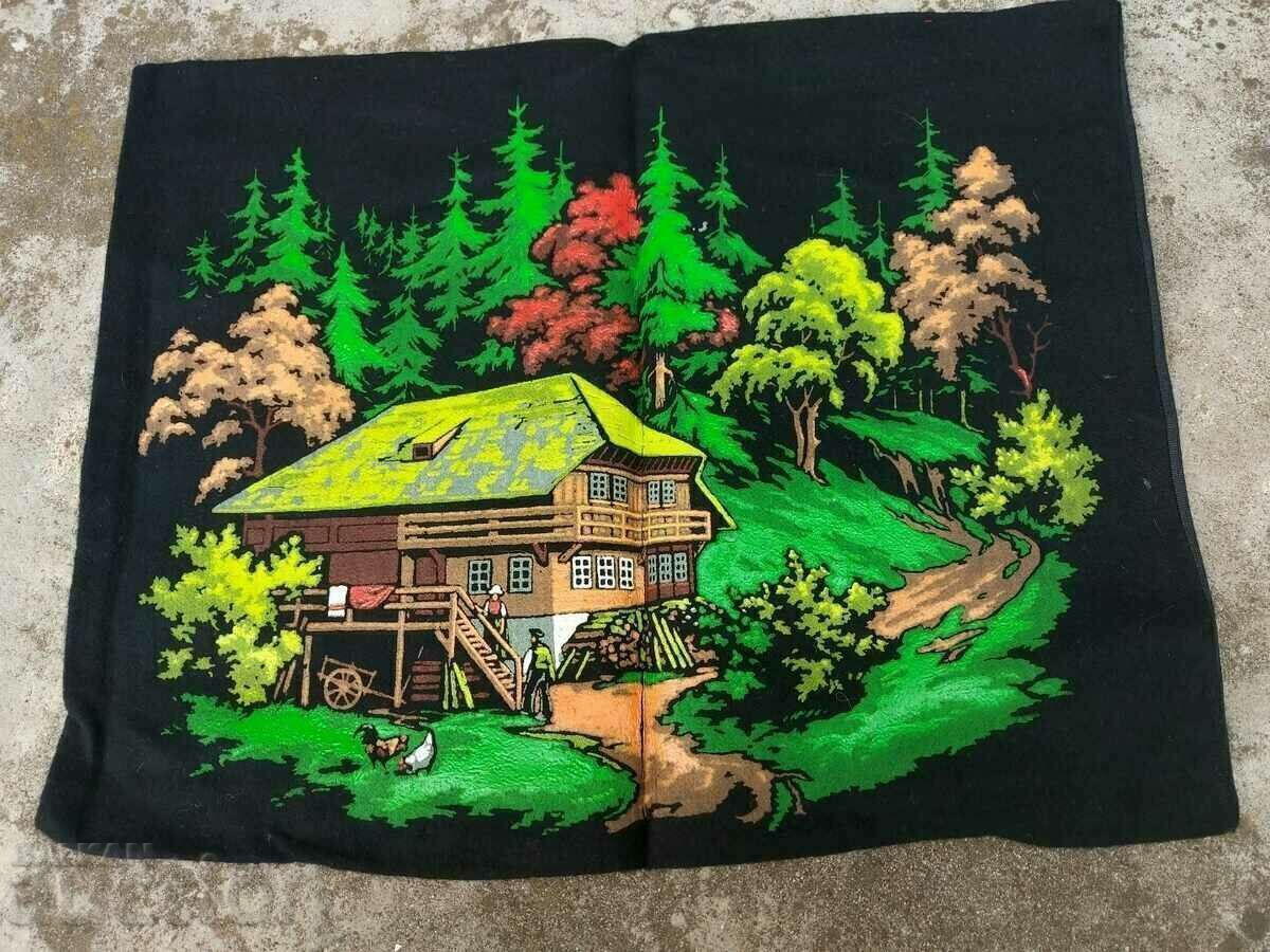 Auction  . OLD UNUSED PAINTED PILLOW CASE