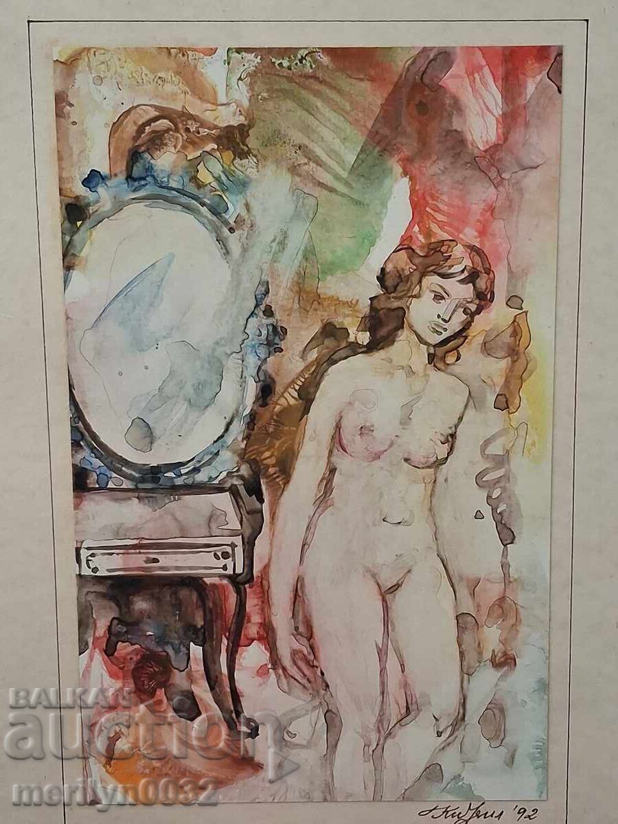 Πίνακας γυμνό σώμα ακουαρέλα 36/26 εκ. Kiril Irinchev 1992